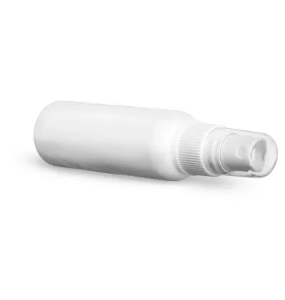 White PET Cosmo Round Bottles w/ White Sprayers