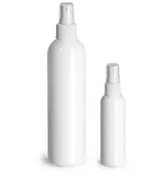 White PET Cosmo Round Bottles w/ White Sprayers