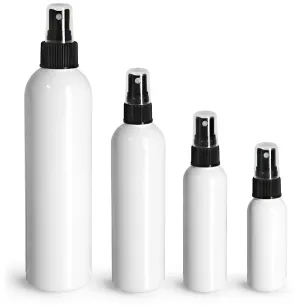 PET White Cosmo Round Bottles w/ Black Sprayers