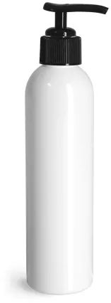 PET White Cosmo Round Bottles w/ Black Pumps