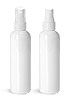 PET Plastic Bottles, White Cosmo Round Bottles w/ Smooth White Fine Mist Sprayers