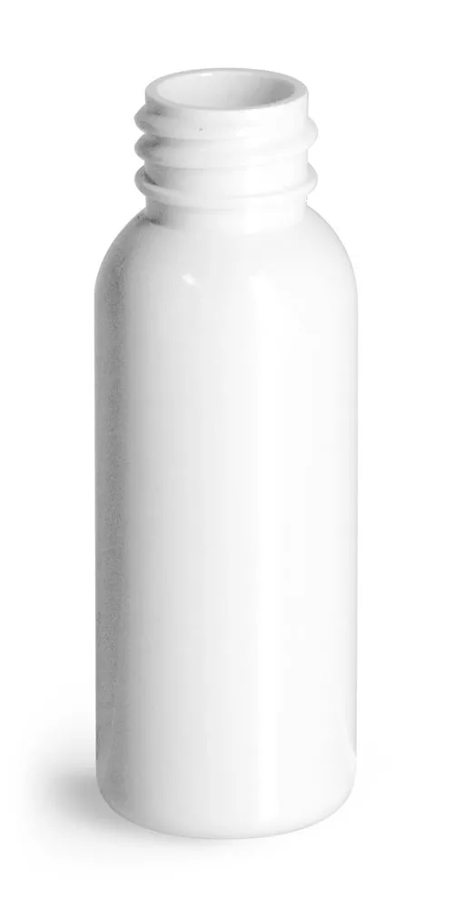 1 oz White PET Cosmo Round Bottles (Bulk), Caps NOT Included