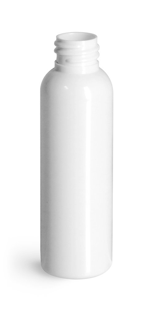 2 oz White PET Cosmo Round Bottles (Bulk), Caps NOT Included