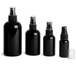 Black PET Round Bottles w/ Black Fine Mist Sprayers