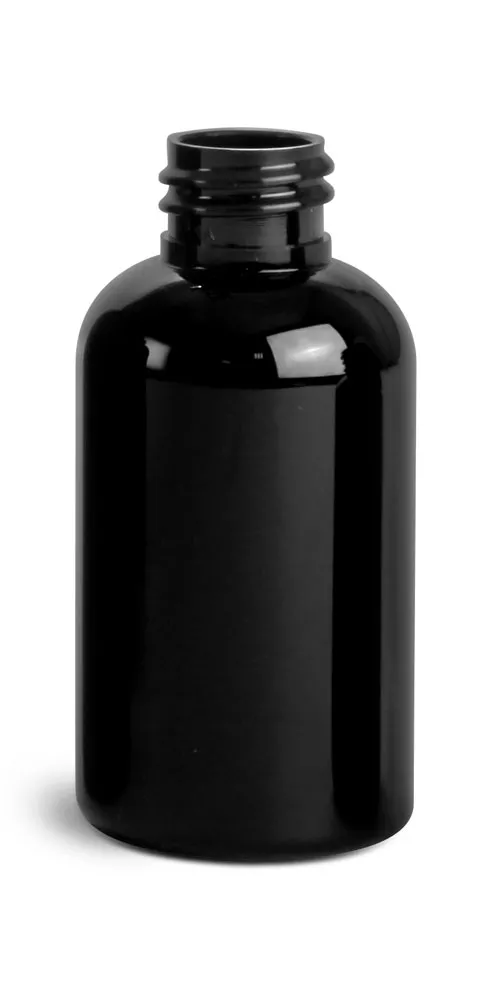 2 oz Black PET Round Bottles (Bulk), Caps NOT included
