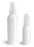 HDPE Plastic Bottles, Natural Cosmo Round Bottles w/ Natural Fine Mist Sprayers