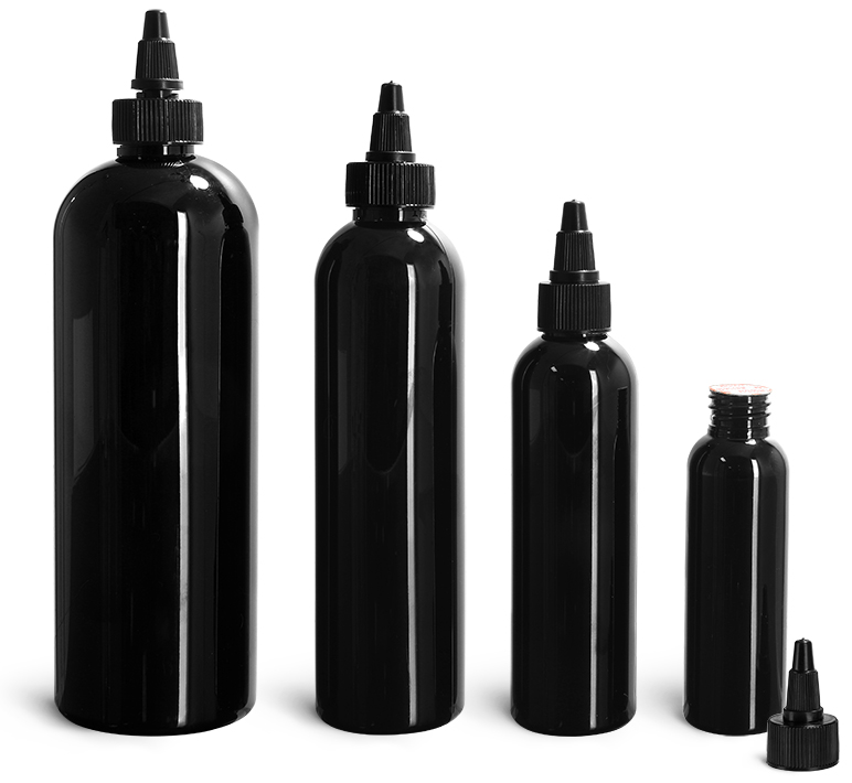 Natural HDPE Cosmo Round Bottles  w/ White Mini Trigger Sprayers  