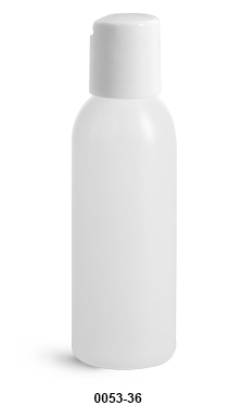 New 2 oz Natural HDPE Cosmo Round with White Disc Top Cap