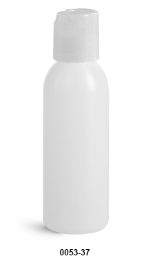 New 2 oz Natural HDPE Cosmo Round with Natural Disc Top Cap