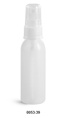 New 2 oz Natural HDPE Cosmo Round with Natural Fine Mist Sprayer