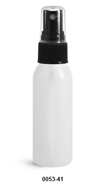 New 2 oz Natural HDPE Cosmo Round with Black Fine Mist Sprayer