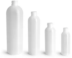 Natural HDPE Cosmo Round Bottles (Bulk), Caps NOT Included