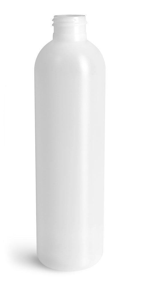 8 oz Natural HDPE Cosmo Rounds (Bulk), Caps NOT Included