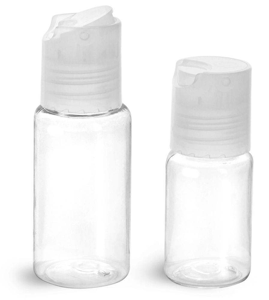 PET  Clear Round Bottles w/ Natural Disc Top Caps