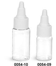 Plastic Bottles, Clear PET Round Bottles w/ White Twist Top Caps