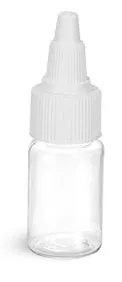 PET  Clear Round Bottles w/ White Twist Top Caps