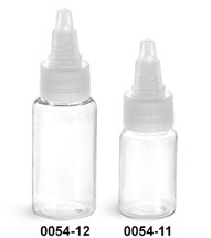 Plastic Bottles, Clear PET Round Bottles w/ Natural Twist Top Caps