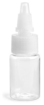 1/2 oz Clear PET Round Bottles w/ Natural Twist Top Caps