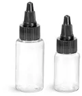 PET Clear Round Bottles w/ Black Twist Top Caps