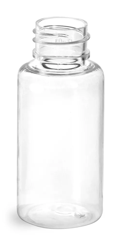 1 oz Clear PET Round Bottles (Bulk), Caps NOT Included