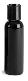 2 oz Black PET Cosmo Round Bottles w/ Black Disc Top Caps