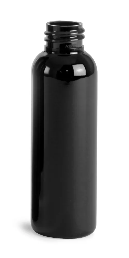 2 oz Black PET Cosmo Round Bottles (Bulk), Caps NOT Included