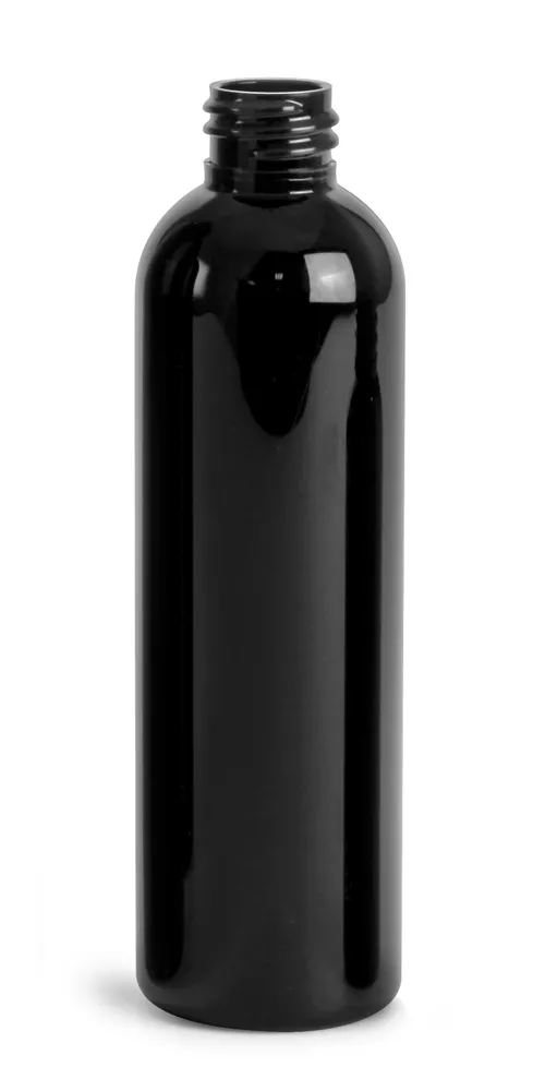 4 oz Black PET Cosmo Round Bottles (Bulk), Caps NOT Included