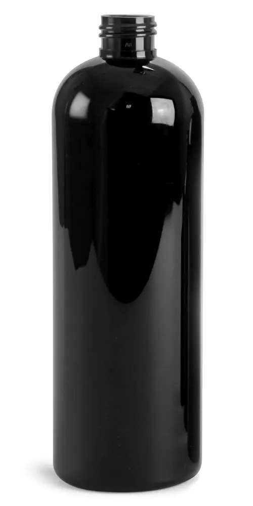 16 oz Black PET Cosmo Round Bottles (Bulk), Caps NOT Included