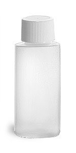HDPE Plastic Bottles, Natural Cylinder Bottles w/ White Lined Screw Caps