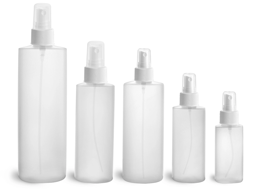 Natural Cylinder Bottles w/ White Fine Mist Sprayers