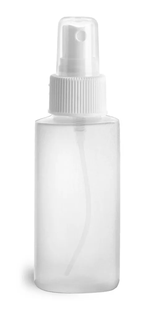 1 oz Natural HDPE Cylinders with White Fine Mist Sprayers