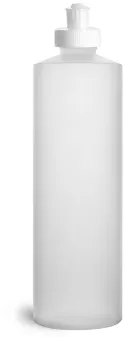 HDPE Natural Cylinder Bottles w/ White Push/Pull Caps
