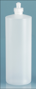 HDPE Plastic Bottles, Natural Cylinder Bottles w/ Natural Push/Pull Caps