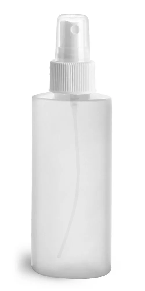 2 oz Natural HDPE Cylinders with White Fine Mist Sprayers