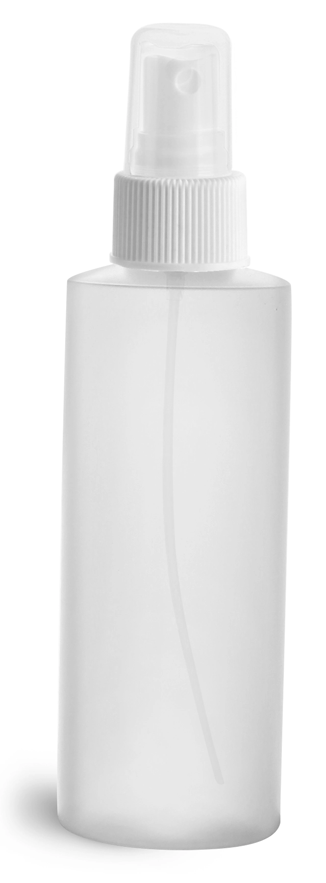 4 oz Natural HDPE Cylinders w/ White Fine Mist Sprayers