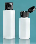 Natural Cylinder Bottles w/ Black Ribbed Snap Caps