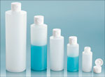 HDPE Plastic Bottles, Natural Cylinder Bottles w/ White Ribbed Snap Caps