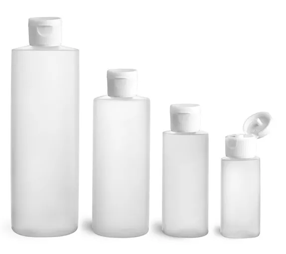 Natural Cylinder Bottles w/ White Ribbed Snap Caps