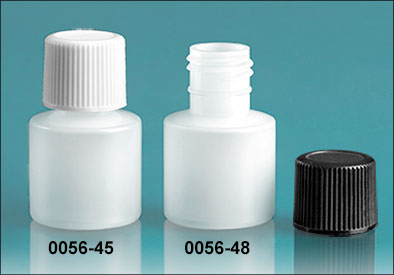 Plastic Bottles, Natural HDPE 7cc Rounds w/ Caps