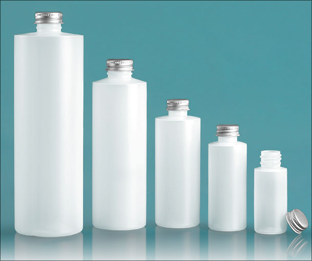 Natural HDPE Cylinder Rounds w/ Silver Aluminum PE Lined Caps