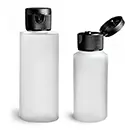 Natural HDPE Cylinder Bottles w/ Black Ribbed Snap Caps