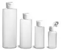 Natural HDPE Cylinder Bottles w/ White Ribbed Snap Caps