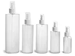 Natural HDPE Cylinder Bottles w/ White Fine Mist Sprayers