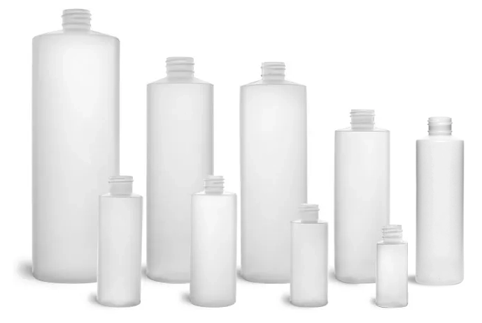 Natural HDPE Cylinder Bottles (Bulk), Caps NOT Included