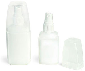 Natural HDPE Euro Oval Sprayer Bottles w/ Overcaps