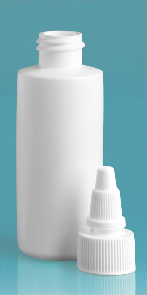 2 oz White HDPE Cylinders w/ White Twist Top Caps