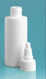 White Cylinder Bottles w/ White Twist Top Caps