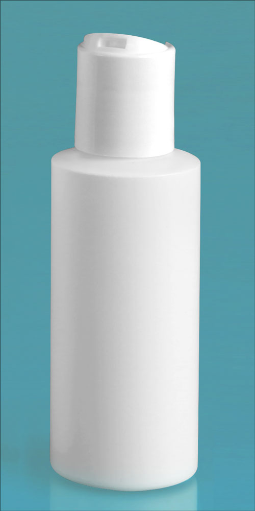 2 oz White HDPE Cylinders w/ White Disc Top Caps