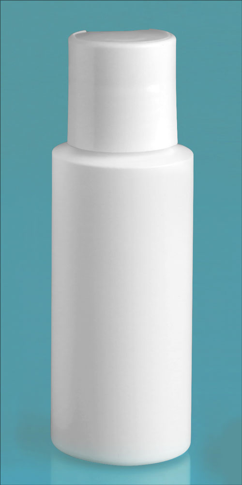 2 oz White HDPE Cylinders w/ White Disc Top Caps