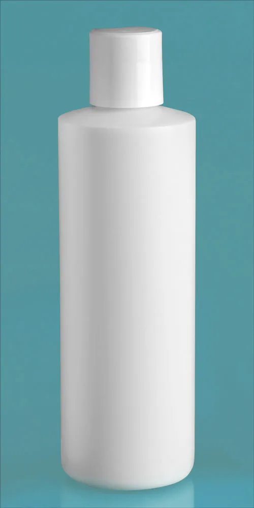 4 oz White HDPE Cylinders w/ White Disc Top Caps